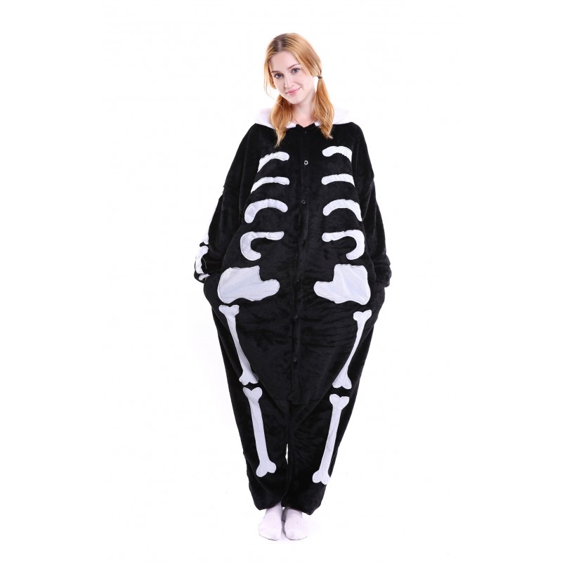 kigurumi black white Skull onesies animal pajamas for adults