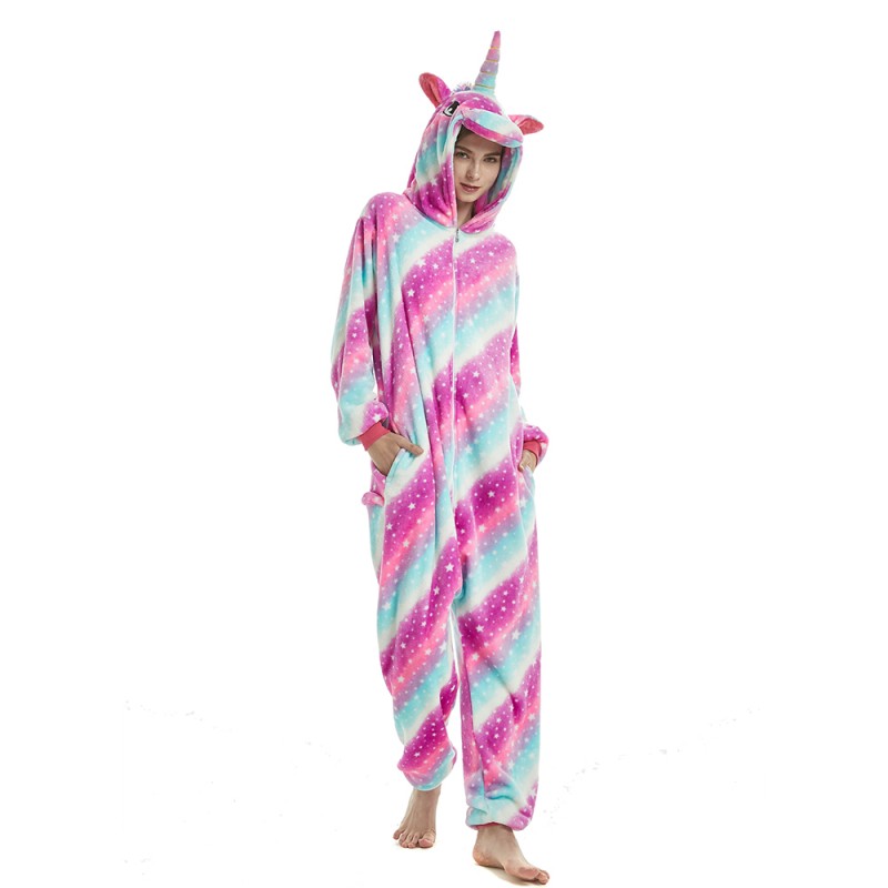 Pink Galaxy Rainbow Tail Unicorn Onesie Pajamas 2018