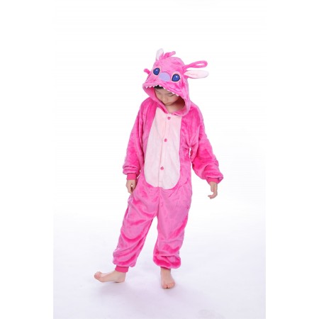 animal kigurumi pink Stitch onesie pajamas for kids