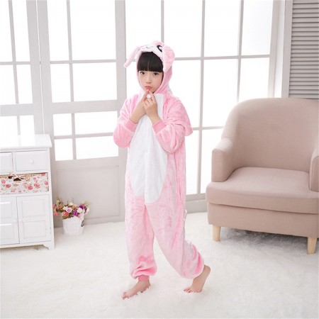 animal kigurumi pink Rabbit onesie pajamas for kids