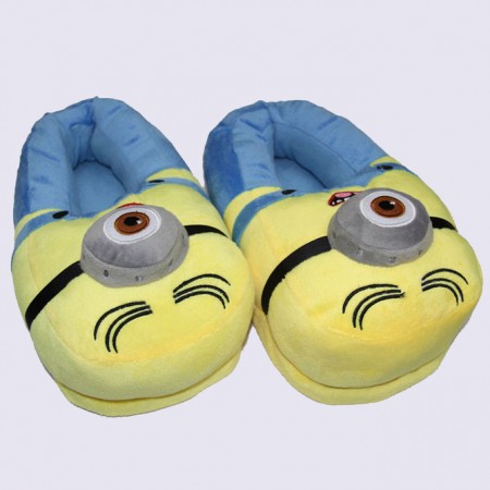 Yellow Blue One Eye Despicable Me Minion Plush Stuffed Slippers Shoes