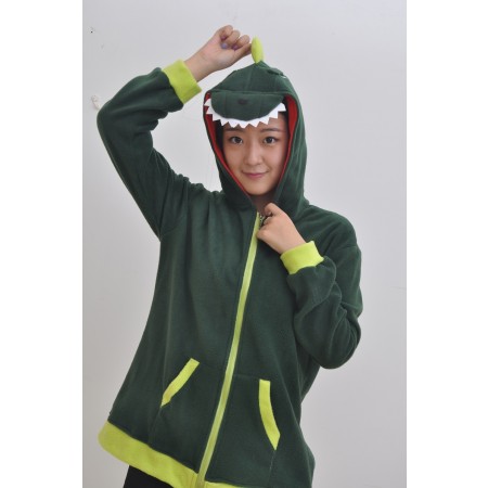 Green Dinosaur Animal Kigurumi Fleece Hoodie Coat Jacket