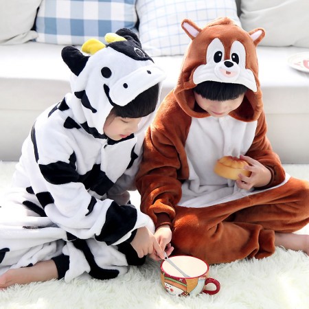 Cows and Squirrels Onesie Pajamas Animal Kids Kigurumi