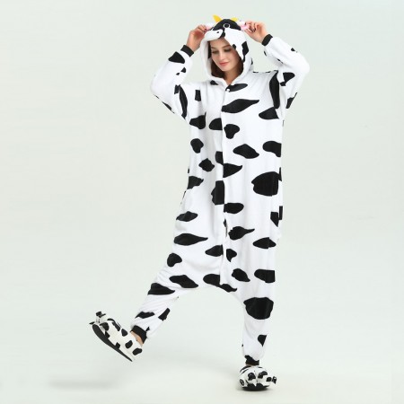 kigurumi black white Milk Cow onesies animal pajamas for adults