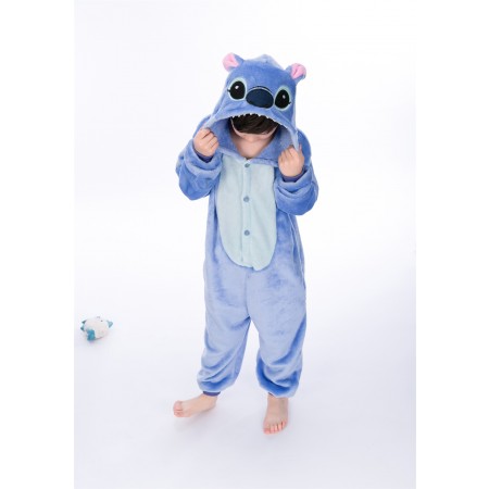 animal kigurumi blue Stitch onesie pajamas for kids