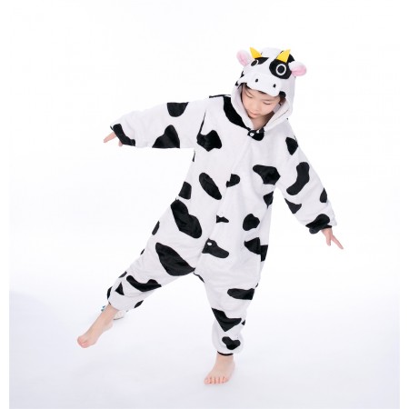 animal kigurumi black white Milk Cow onesie pajamas for kids